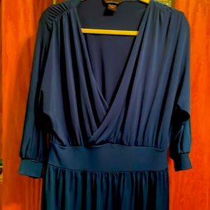 Moda International above knee, blue Dress Stretch 3/4 Sleeve